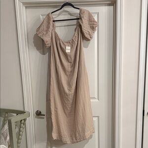Free people Tan Puff Sleeve Dress